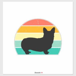 Retro Sunset Corgi Sticker Klistermärken