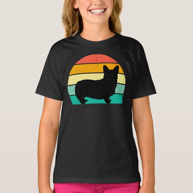 Retro Sunset Corgi T-Shirt (Framsida)