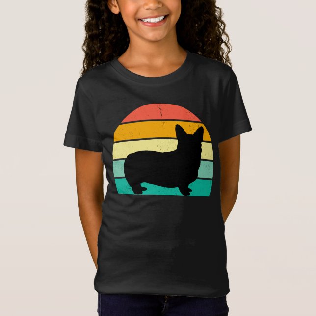 Retro Sunset Corgi T-Shirt (Framsida)