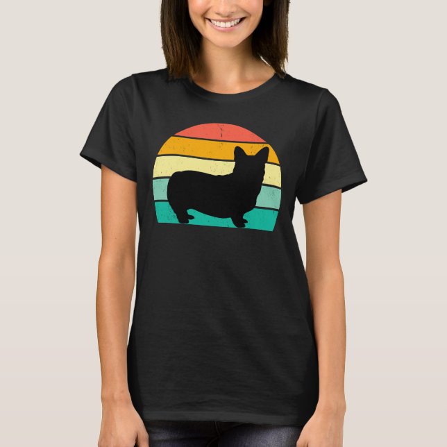 Retro Sunset Corgi T-Shirt (Framsida)