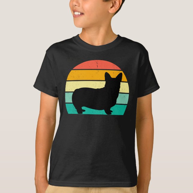 Retro Sunset Corgi T-Shirt (Framsida)