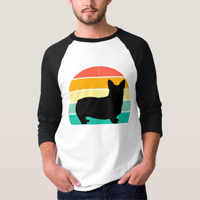 Retro Sunset Corgi T-Shirt (Framsida)