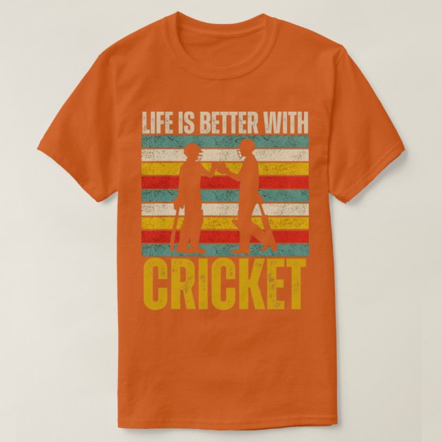 Retro Sunset Cricket-citat för Cricket Sport Fläkt T Shirt (Design framsida)