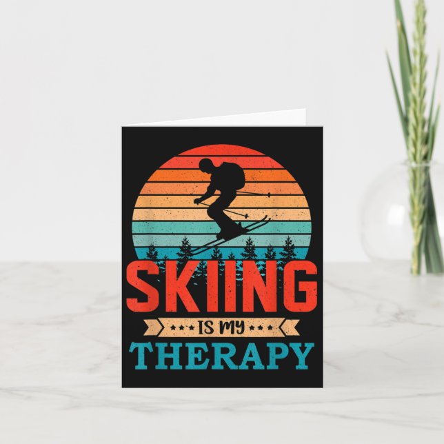 Retro Sunset Design Skift-gåva för funna Skiers Kort (Framsida)