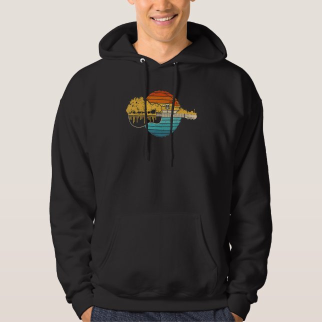 Retro Sunset Disc Golf Guitar Gifts For Disc Golf  Hoodie (Framsida)