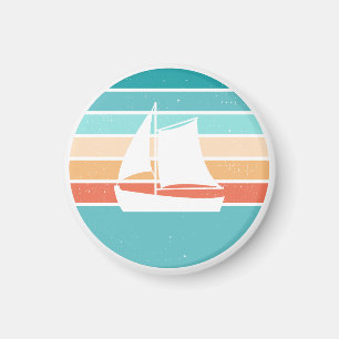 Retro Sunset Distress Effect + segelbåt Magnet