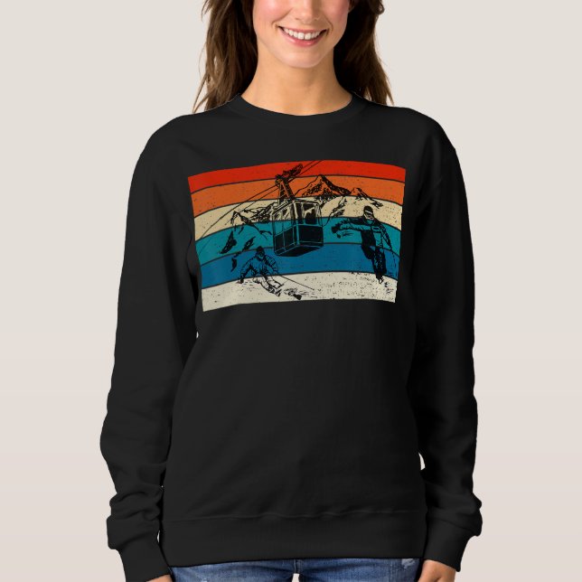 Retro Sunset Downhill Skiing Ski Hobbyist Freety T Shirt (Framsida)
