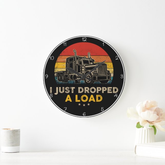 Retro Sunset "Dropping A Load" Trucker Stor Klocka (Hem)