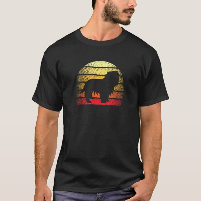 Retro Sunset English Springer Spain Hund Theme De T Shirt (Framsida)