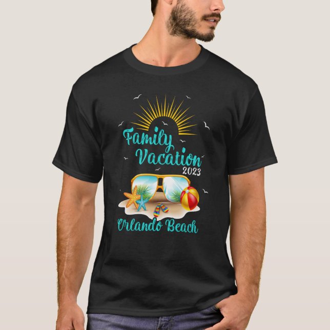 Retro Sunset Family Vacation 2023 Florida Orlando T Shirt (Framsida)