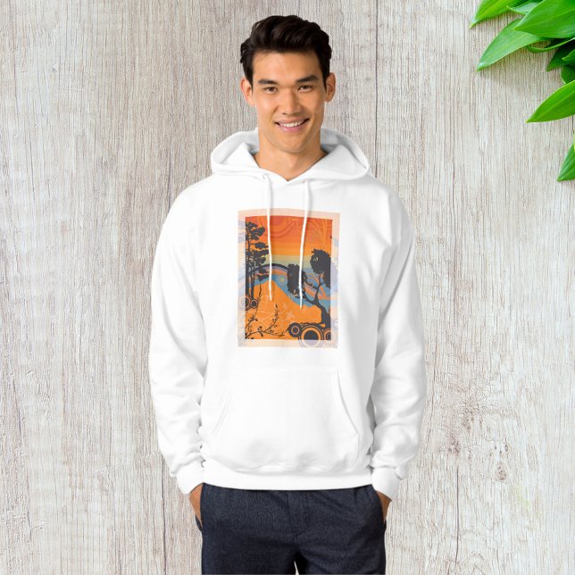 Retro Sunset Forest Ligcape Abstrakt Hoodie (Skapare uppladdad)