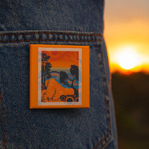 Retro Sunset Forest Ligcape Abstrakt Knapp