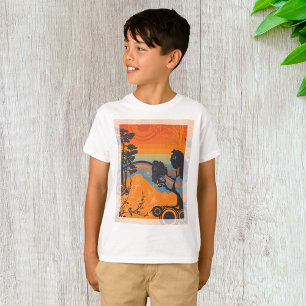 Retro Sunset Forest Ligcape Abstrakt T Shirt