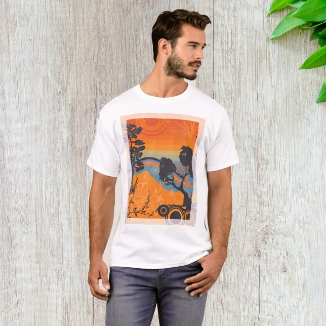 Retro Sunset Forest Ligcape Abstrakt T Shirt (Skapare uppladdad)