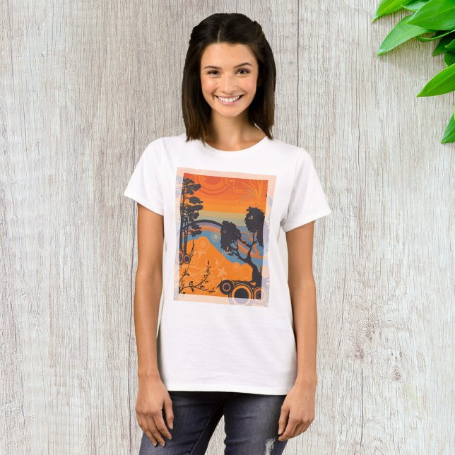 Retro Sunset Forest Ligcape Abstrakt T Shirt (Skapare uppladdad)