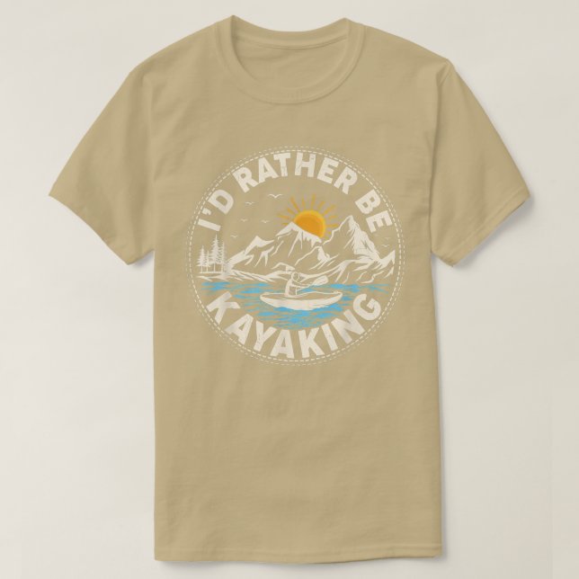 Retro Sunset Funny I'd Rather Be Kayaking  T Shirt (Design framsida)