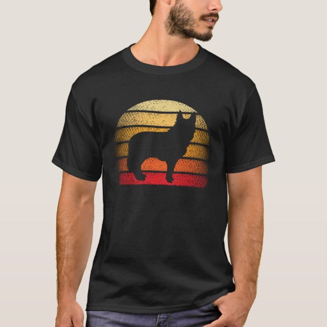 Retro Sunset German Shepherd Hund Theme T Shirt (Framsida)