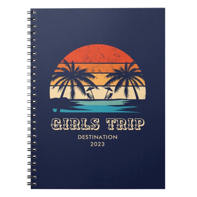 Retro sunset Girls resa bachelorette Matching Anteckningsbok (Framsidan)