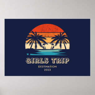 Retro sunset Girls resa bachelorette Party Poster