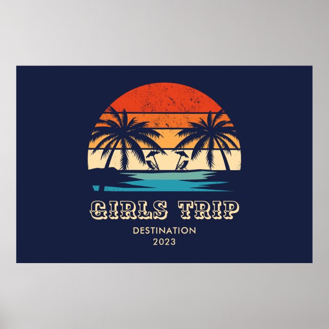 Retro sunset Girls resa bachelorette Party Poster (Framsidan)