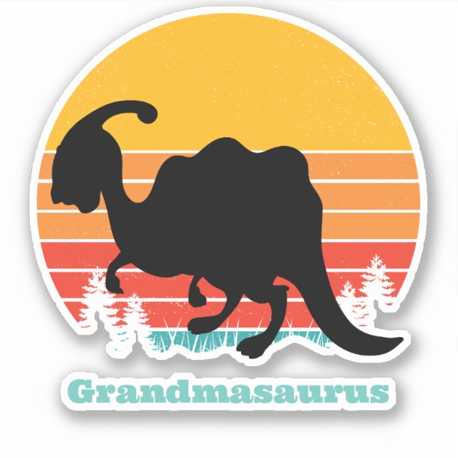 Retro Sunset Grandmasaurus Klistermärken (Framsida)