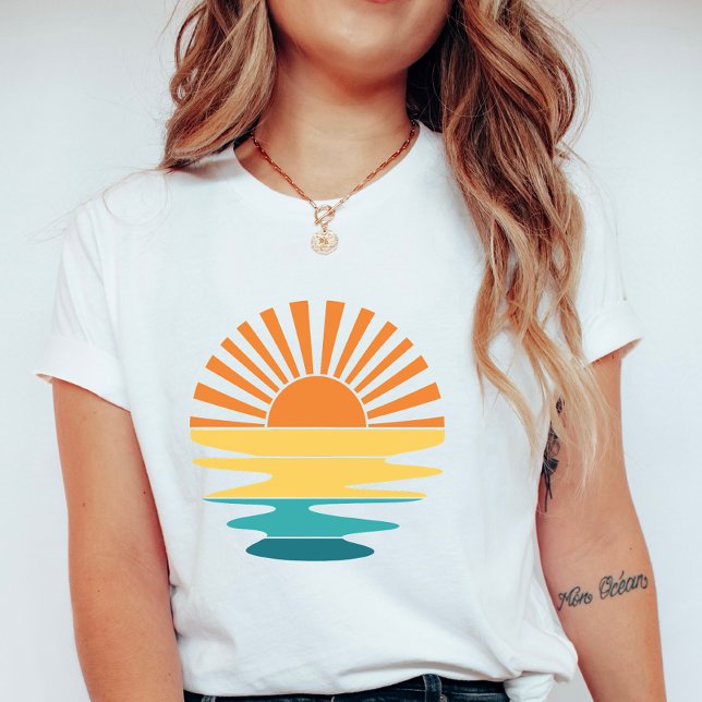 Retro Sunset Graphic, Women’s Summer Sun & Sea T Shirt (Skapare uppladdad)