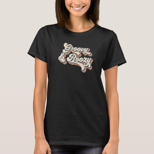 Retro Sunset Groovy & Boozy Bachelorette Party Bri T Shirt (Framsida)