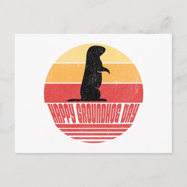 Retro Sunset Groundhog Day Vykort (Framsida)