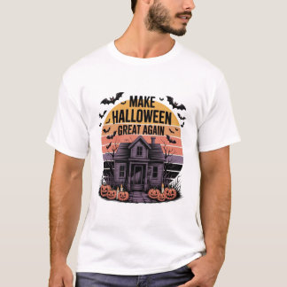 Retro Sunset Halloween Artwork - Creepy Haunted T Shirt