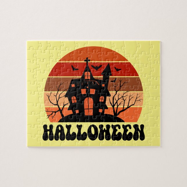 Retro Sunset Halloween Pussel (Horisontell)