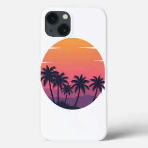 Retro Sunset Handflatan Träd