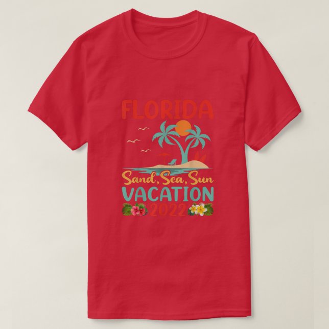 Retro Sunset Handflatan Träd Beach Vacation 2022 F T Shirt (Design framsida)
