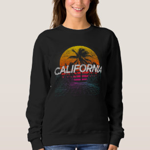 Retro Sunset Handflatan Träd, sommar Vacation Vint T Shirt
