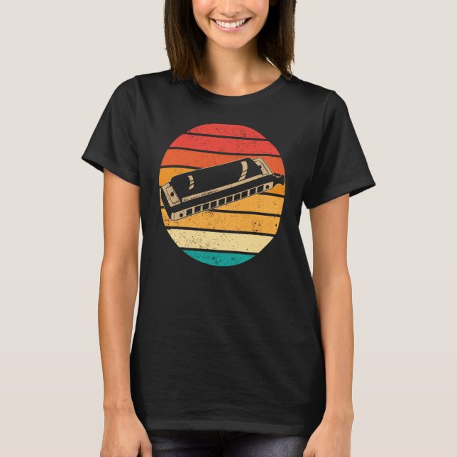 Retro Sunset Harmonica T Shirt (Framsida)