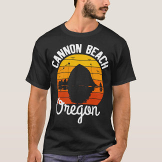 Retro Sunset Haystack Sten Souvenir Cannon Beach T Shirt