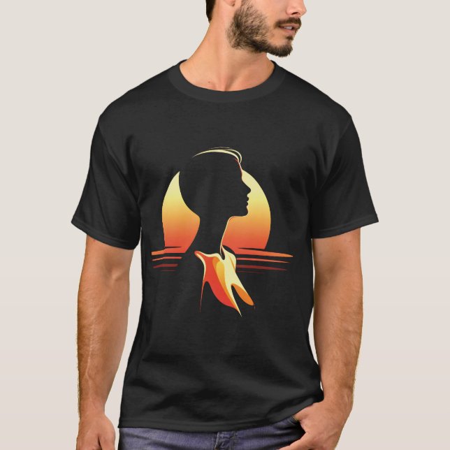 Retro sunset Honsilhuette T Shirt (Framsida)
