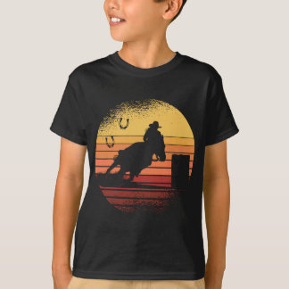 Retro Sunset Horse Barrel Tävla Rodeo T Shirt