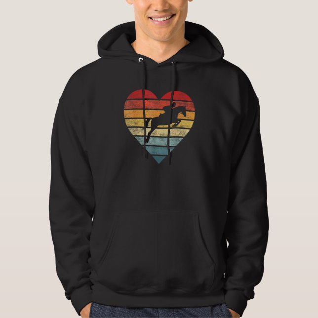 Retro Sunset Horse Rider Equestrian Horseman Hoodie (Framsida)