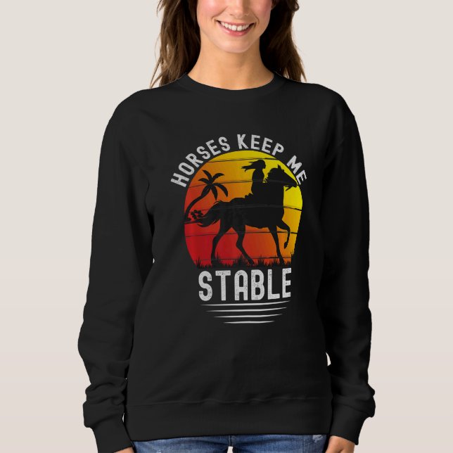 Retro Sunset Horses Keep Me Stable  Horses T Shirt (Framsida)