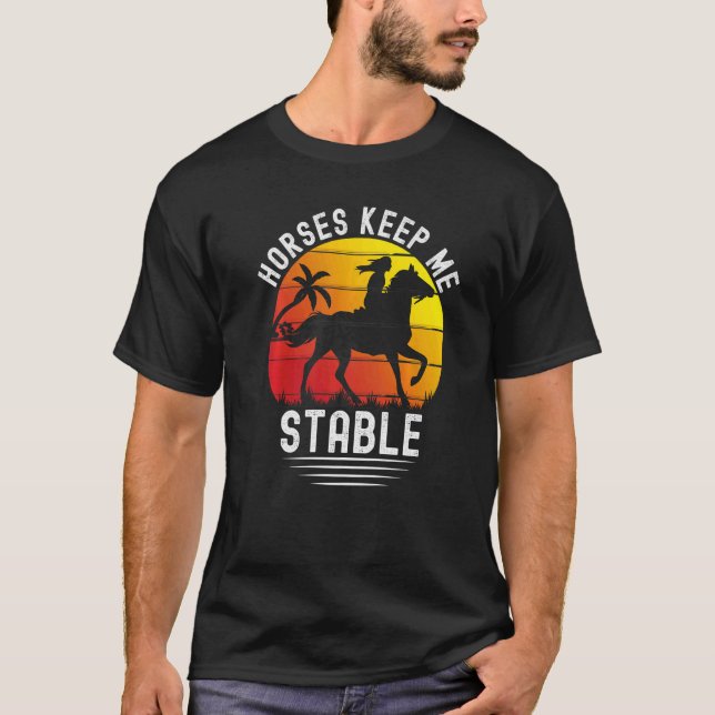 Retro Sunset Horses Keep Me Stable  Horses T Shirt (Framsida)