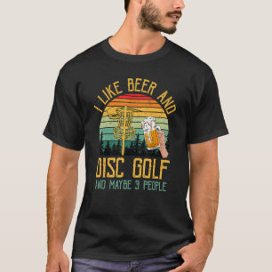 Retro Sunset I gillar Beer & Disk Golf Basket Fris T Shirt