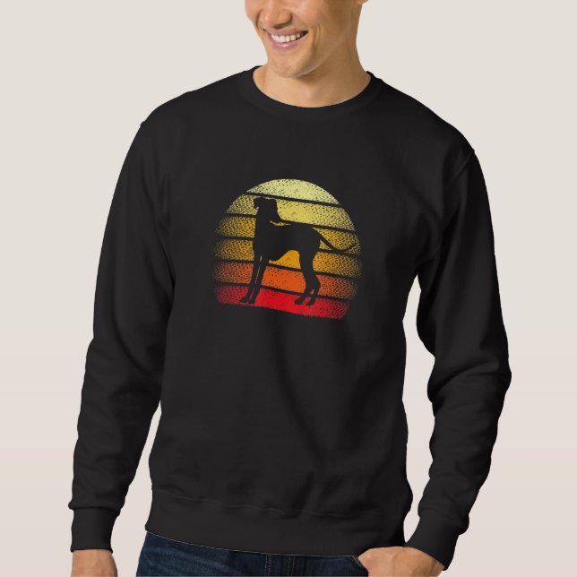 Retro Sunset Italy Greyhound Hund Tema Design Lång Ärmad Tröja (Framsida)