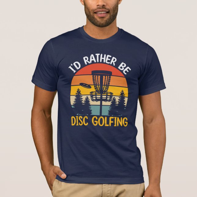 Retro sunset, jag är hellre diskgolfing T-Shirt (Framsida)