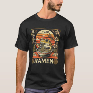 Retro Sunset japansk Art Noodles Frog Mt Fuji to T Shirt