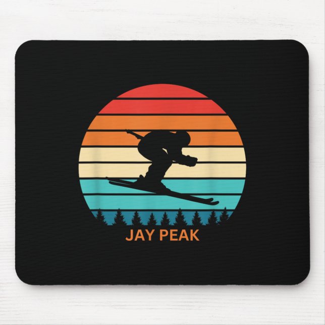 Retro Sunset Jay Peak Vermont Skiing Skier Musmatta (Framsidan)