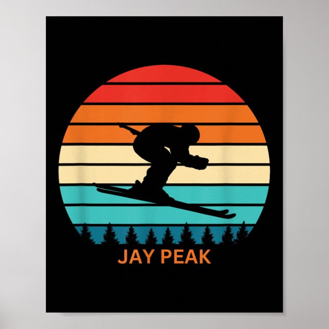 Retro Sunset Jay Peak Vermont Skiing Skier Poster (Framsidan)