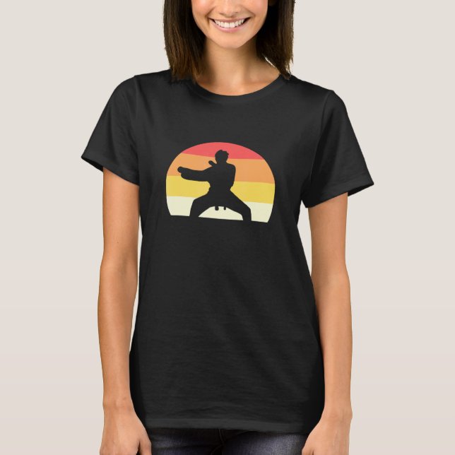 Retro Sunset Karate Vintage Taekwondo T Shirt (Framsida)
