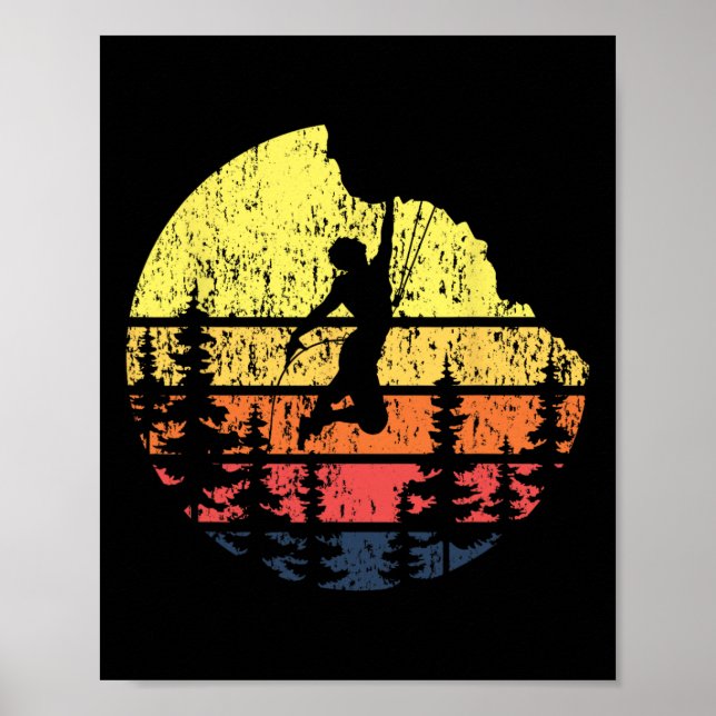 Retro Sunset Klippklättrare - Boulderare Boulderin Poster (Framsidan)