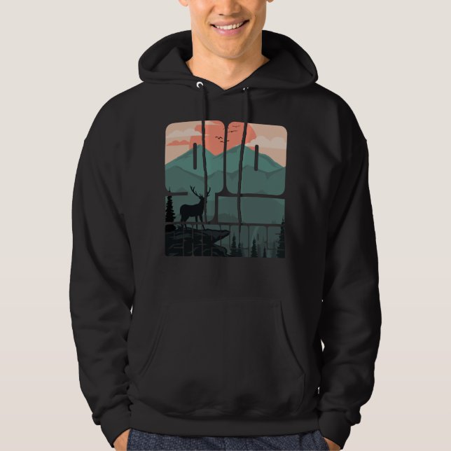 Retro Sunset Ligcape Hiking Äventyr Explorer Hoodie (Framsida)