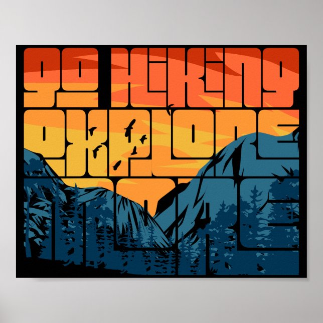 Retro Sunset Ligcape Hiking Äventyr Explorer Poster (Framsidan)